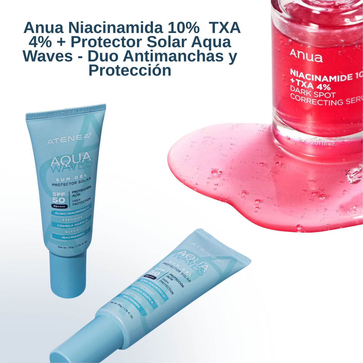  Serum Niacinamida + Protector Solar Aqua Waves - Tratamiento facial completo