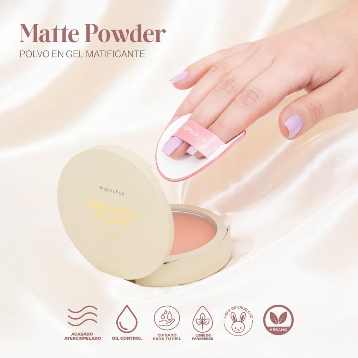 Polvo en gel matificante Atenea - Control de brillo con hidratación
