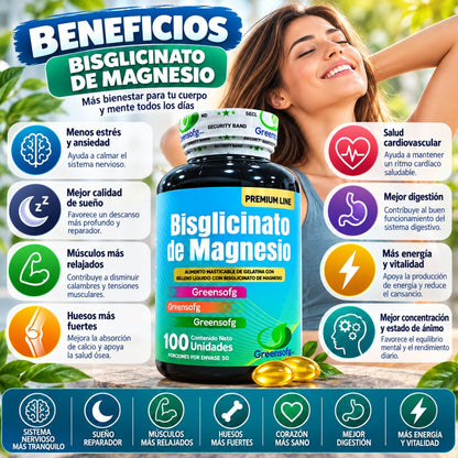 Bisglicinato de Magnesio Greensofg 400 mg: bienestar para tu rutina diaria 🌿 Envio Gratis