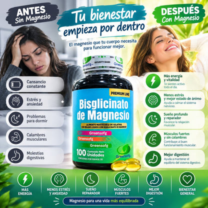 Bisglicinato de Magnesio Greensofg 400 mg: bienestar para tu rutina diaria 🌿 Envio Gratis