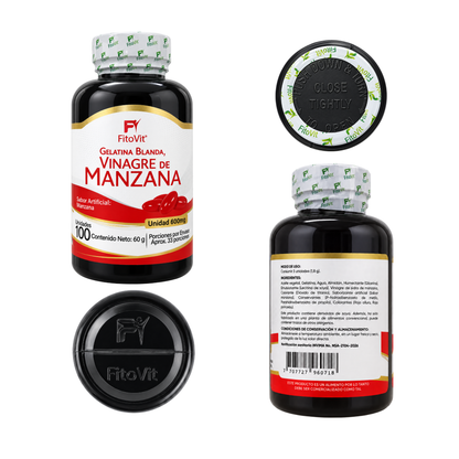 Frasco vinagre de manzana en cápsulas FitoVit vistas