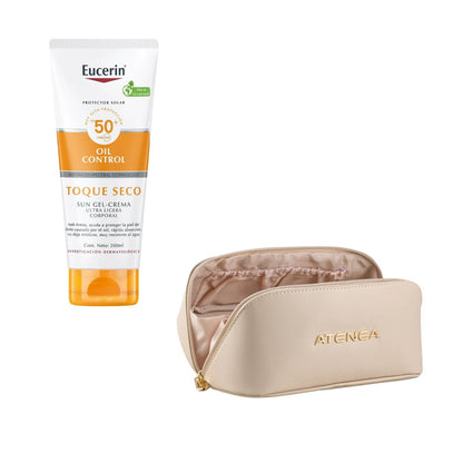 Cosmetiquera Maquillaje Atenea + Protector Solar Eucerin - Kit viajero de belleza