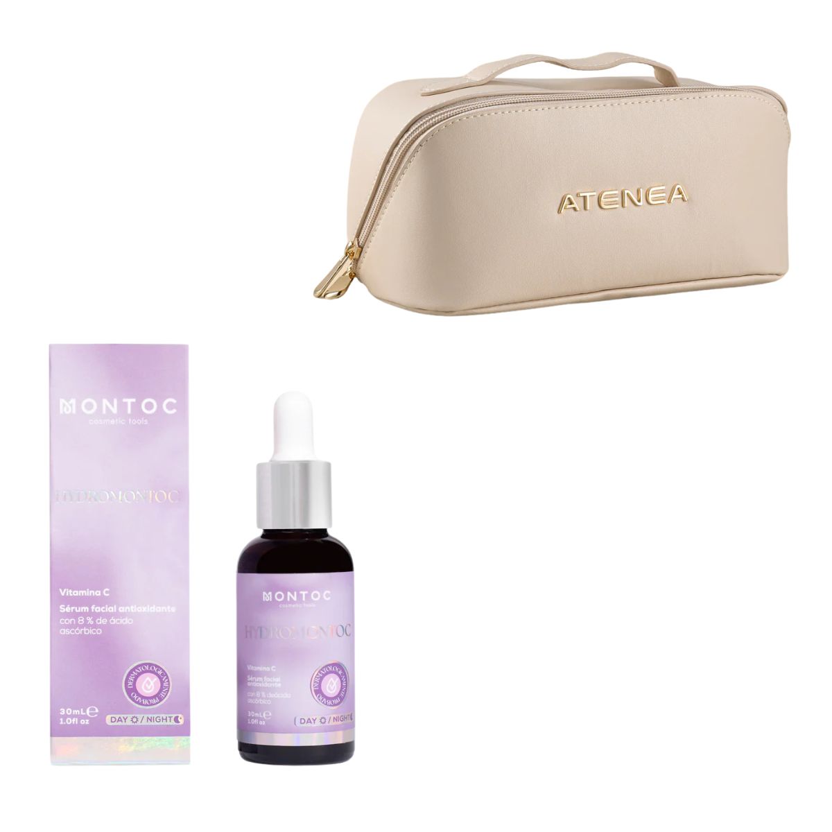 Cosmetiquera Triangular Atenea + Serum Vitamina C Montoc - Kit belleza y organización