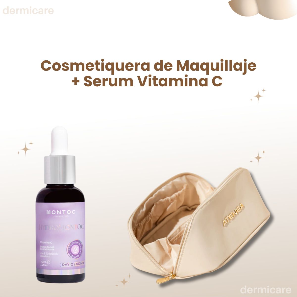 Cosmetiquera Triangular Atenea + Serum Vitamina C Montoc - Kit belleza y organización