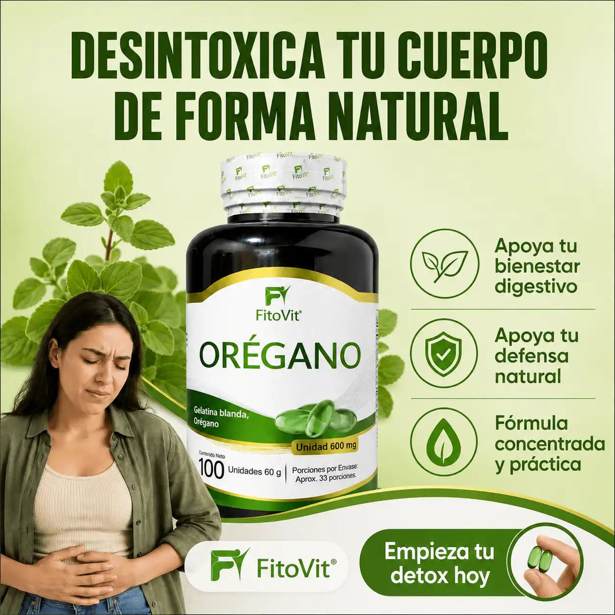 Frasco aceite de orégano en cápsulas FitoVit