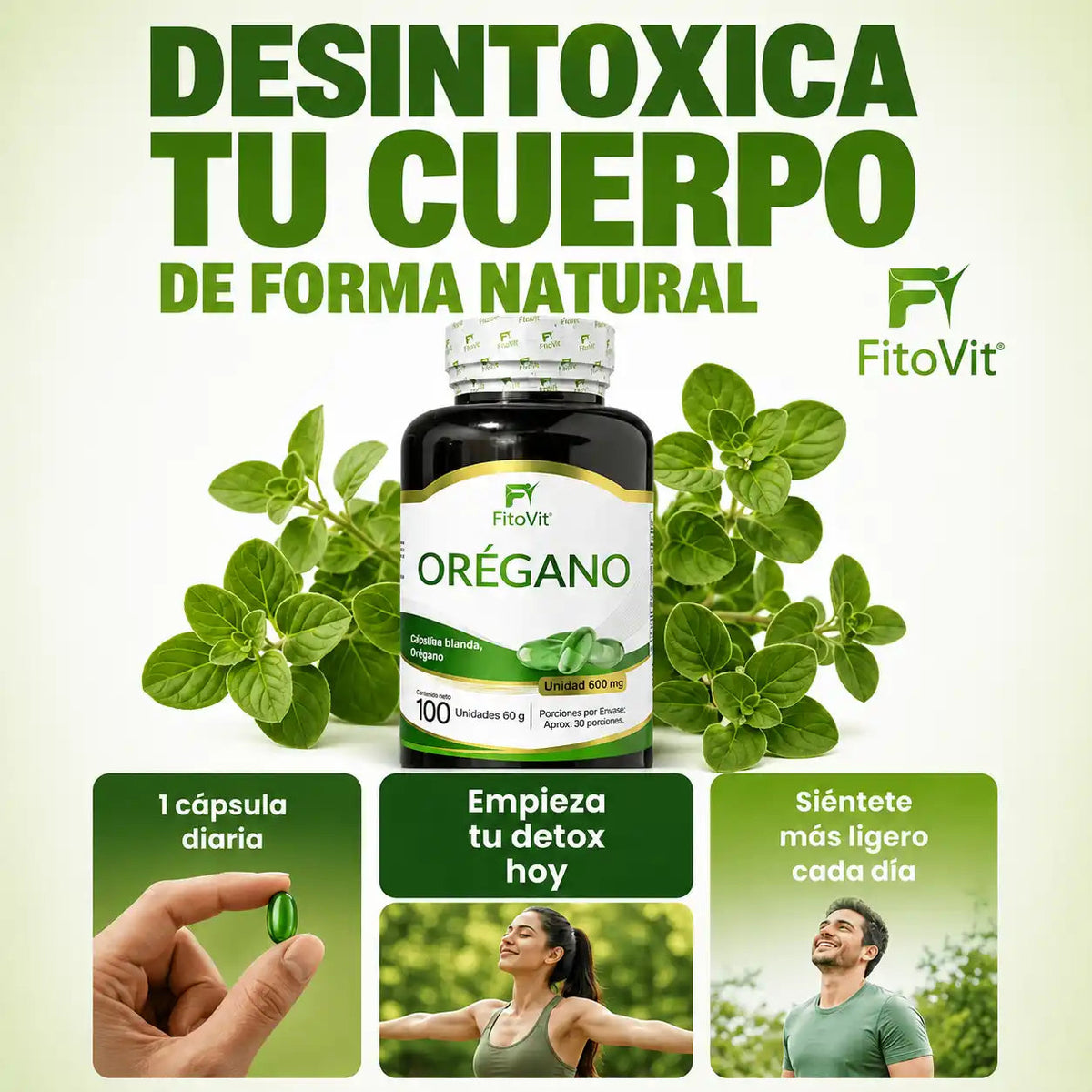 Cápsulas blandas de orégano FitoVit sin sabor fuerte