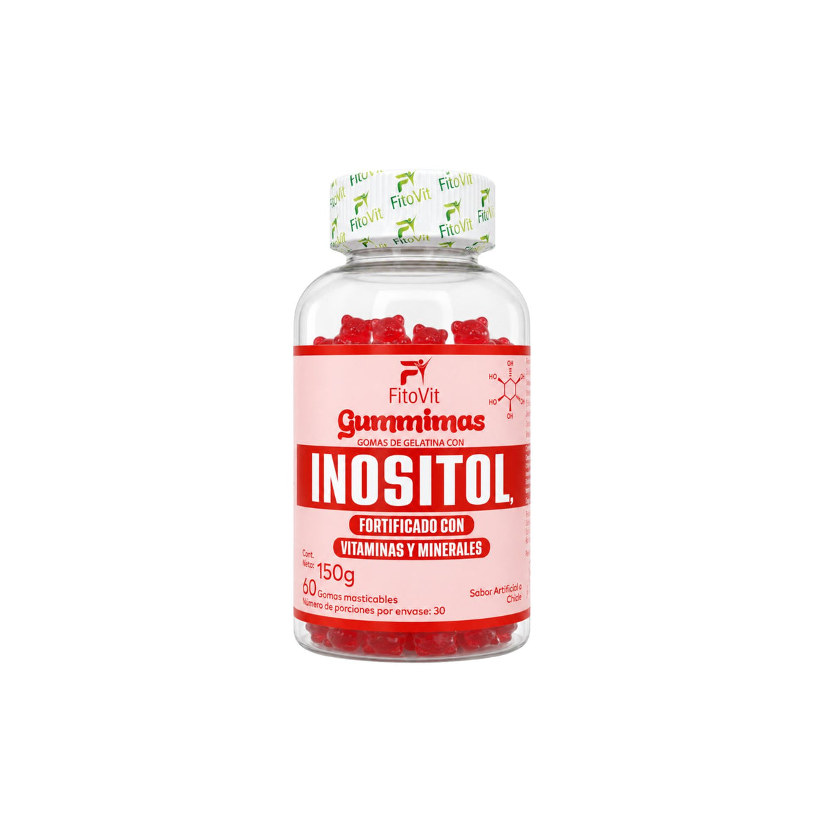 Inositol FitoVit 60 gomitas sabor chicle — alimento vitaminado con biotina y vitaminas para mujer Colombia