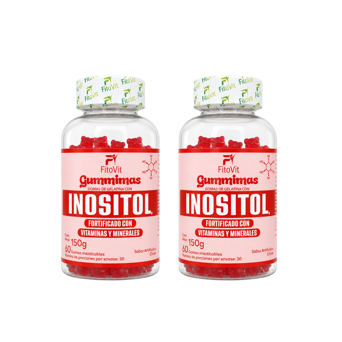 Inositol FitoVit 60 gomitas sabor chicle — alimento vitaminado con biotina y vitaminas para mujer Colombia
