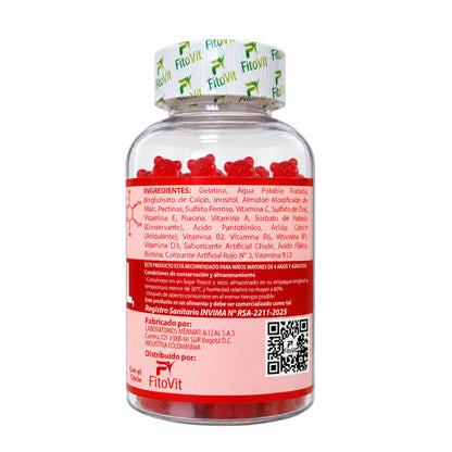Inositol FitoVit 60 gomitas sabor chicle — alimento vitaminado con biotina y vitaminas para mujer Colombia