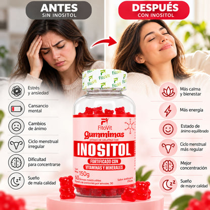 Inositol FitoVit 60 gomitas sabor chicle — alimento vitaminado con biotina y vitaminas para mujer Colombia