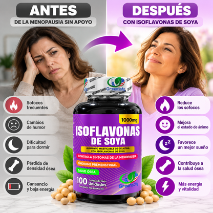 Isoflavonas de Soya Greensofg 1000 mg x100 Softgels con Vitamina C - Envío Gratis