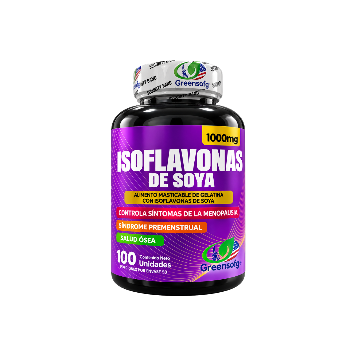 Isoflavonas de Soya Greensofg 1000 mg x100 Softgels con Vitamina C - Envío Gratis