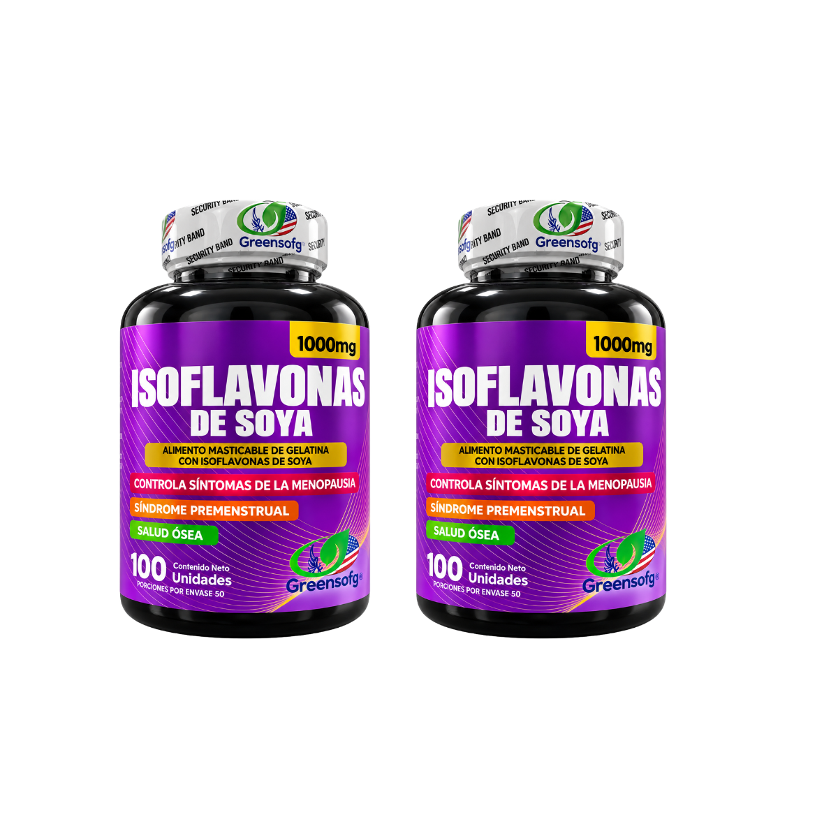 Isoflavonas de Soya Greensofg 1000 mg x100 Softgels con Vitamina C - Envío Gratis