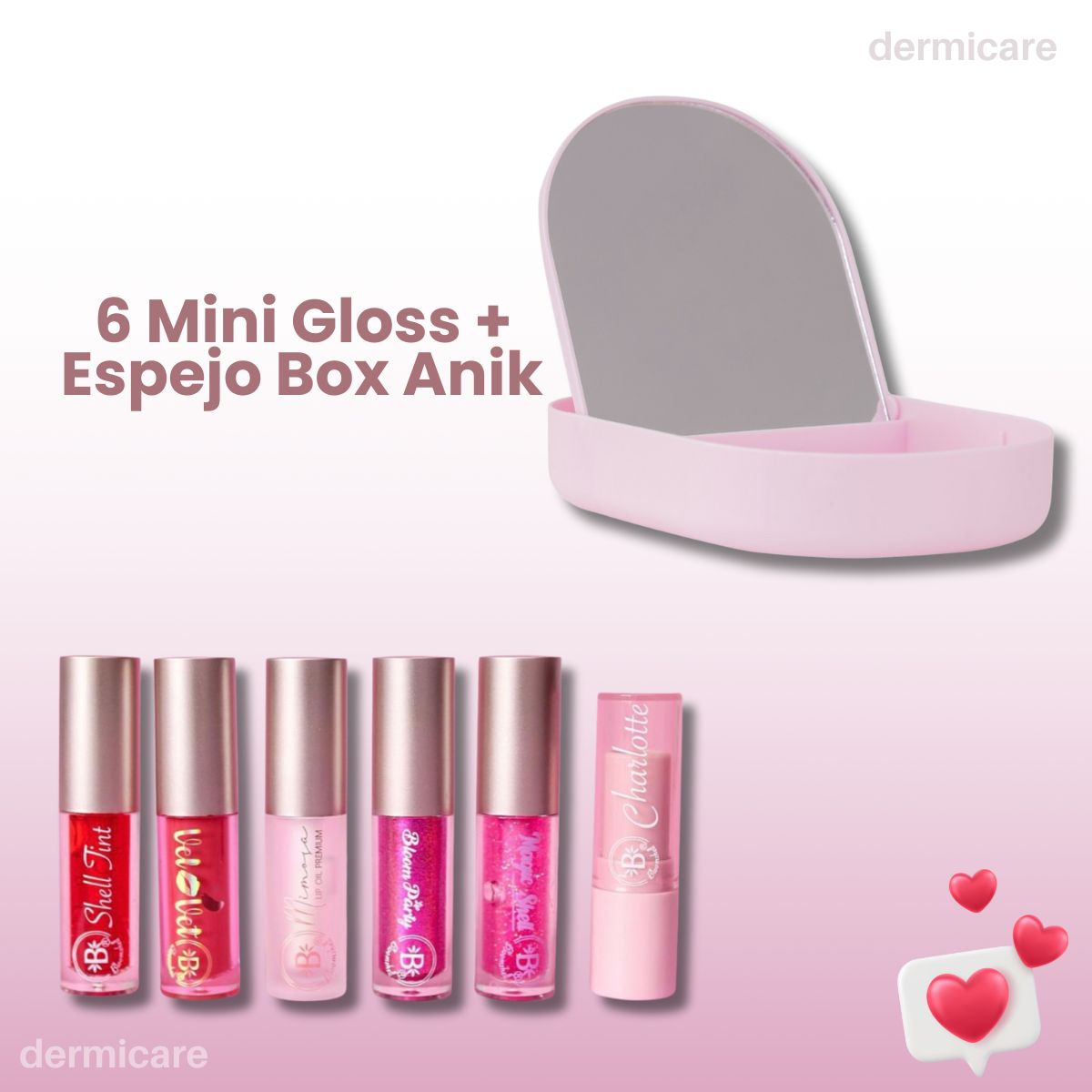 Gloss x6 + Espejo Box Anik - Set labial profesional