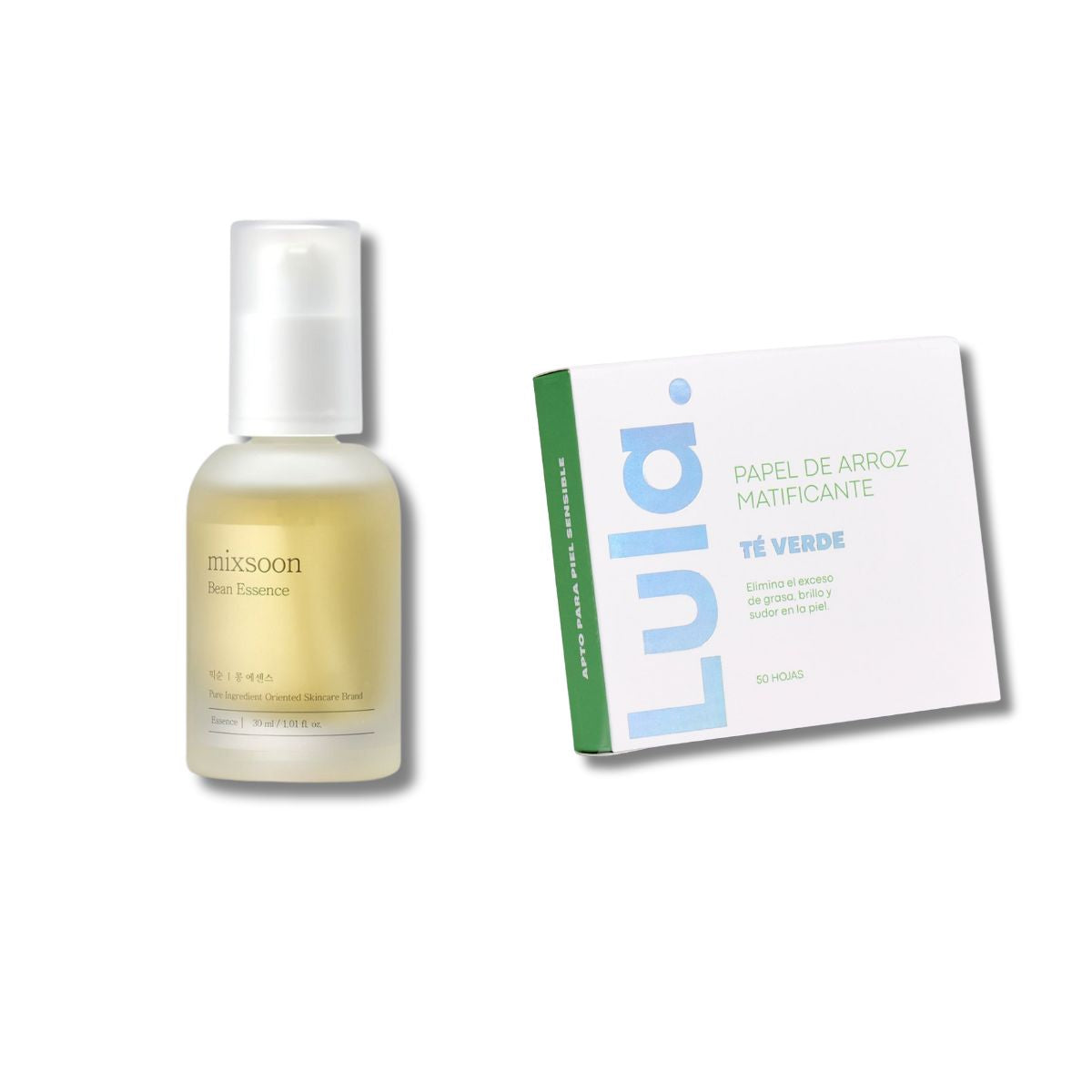 Mixsoon Bean Essence + Papel Matificante Té Verde - Kit cuidado facial