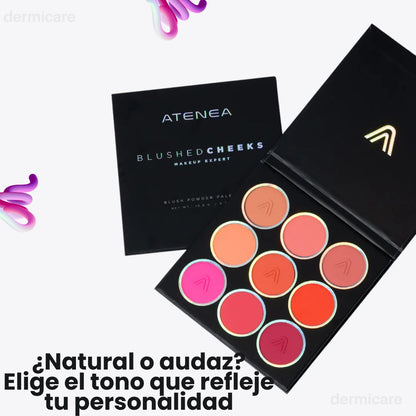 Paleta de rubores ATENEA con 9 tonos para mejillas sonrojadas y glow natural
