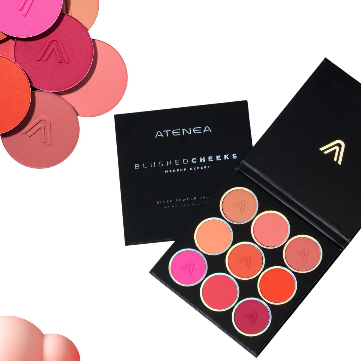 Paleta de rubores ATENEA con 9 tonos para mejillas sonrojadas y glow natural