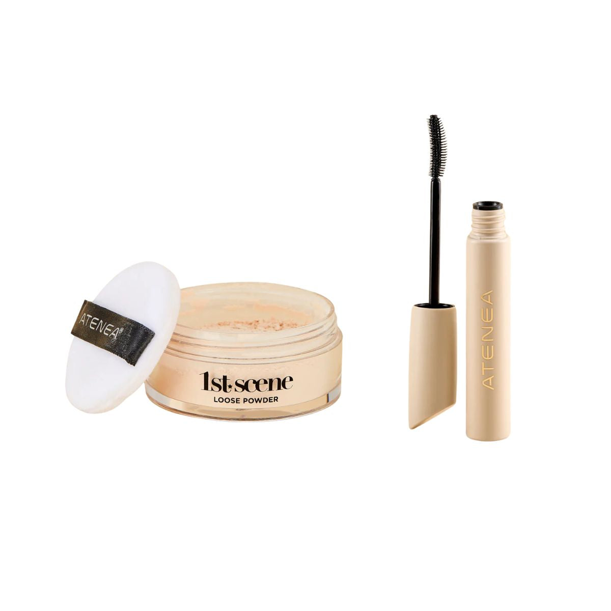 Pestañina a prueba de agua + Polvo Traslúcido 1ST SCENE - Kit maquillaje duradero