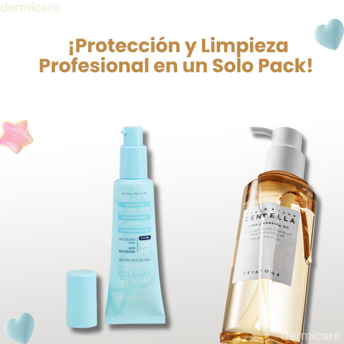 Protector Solar Atenea Aqua Waves + Aceite Limpiador Skin1004