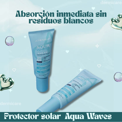 Protector solar en gel Atenea Aqua Waves SPF 50+ - Textura ligera y transparente