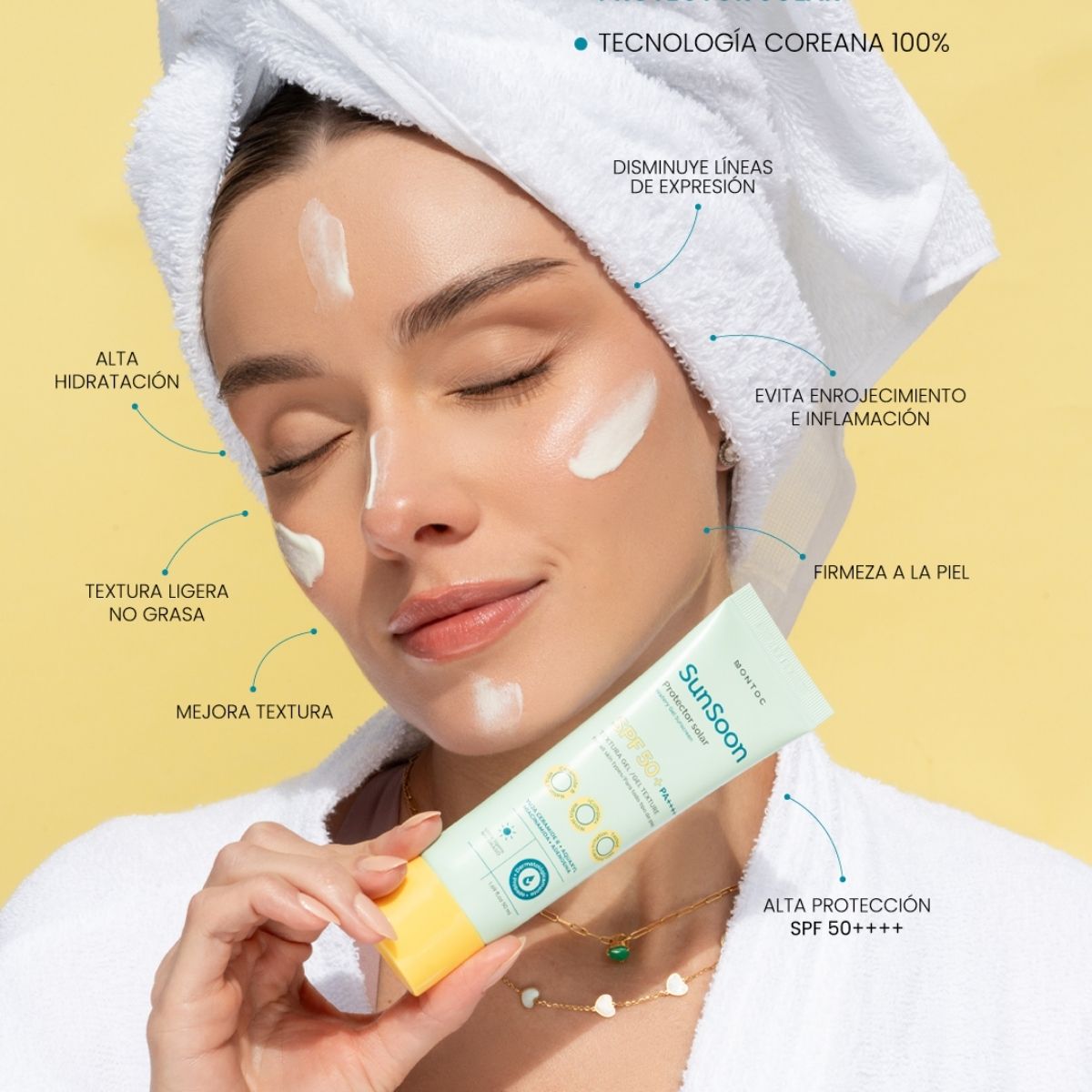 Protector solar en gel Sunsoon de Montoc con textura invisible y tecnologia de protector solar coreano.