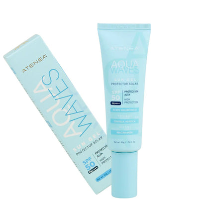 Protector solar en gel Atenea Aqua Waves SPF 50+ - Textura ligera y transparente